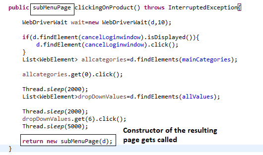 page navigation in pom operation causing nav to another page